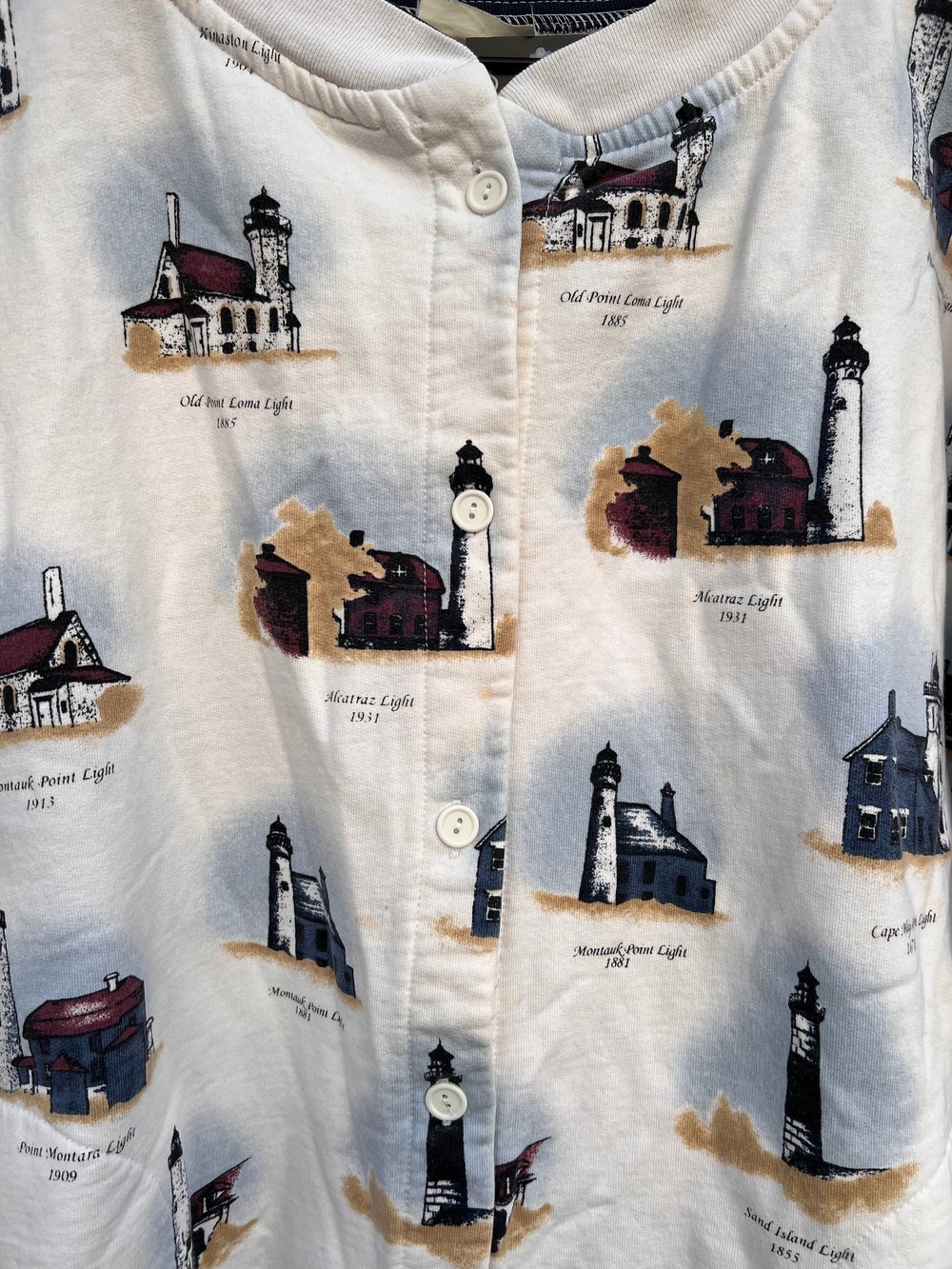 Vintage Ldesigns Lighthouse Button Up Sweatshirt (L)