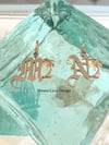 14K solid gold one diamond old English with palm tree pendant (A-Z)