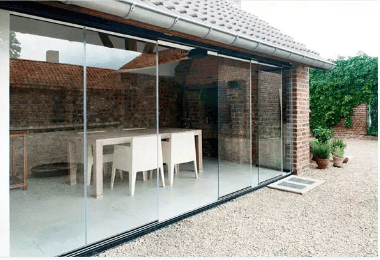 Image of Exterior Aluminum sliding frameless glass stacking folding balcony glass door