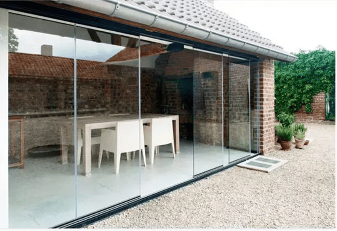 Image of Exterior Aluminum sliding frameless glass stacking folding balcony glass door