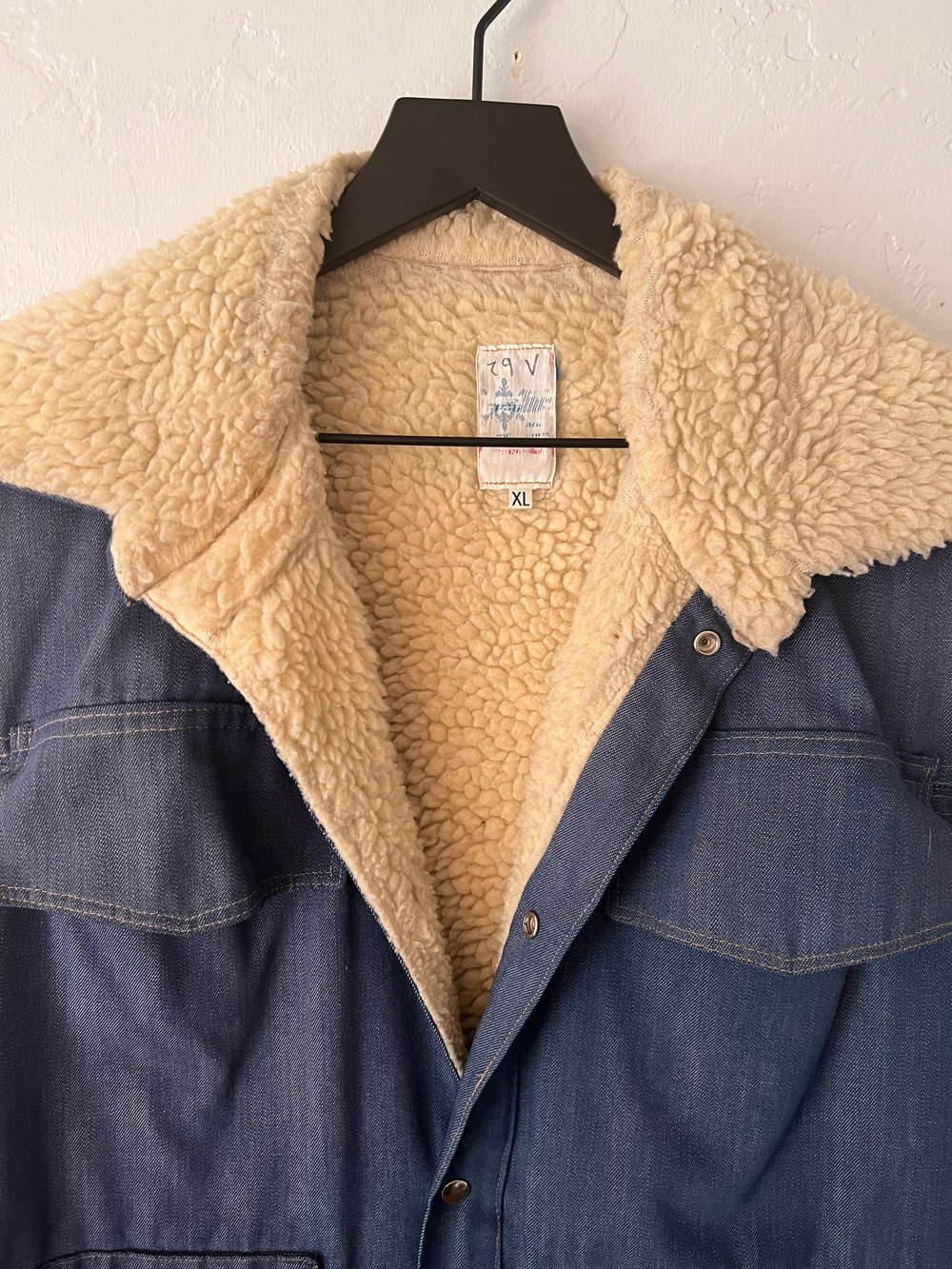 Vintage Sherpa Lined Denim Vest (XL)