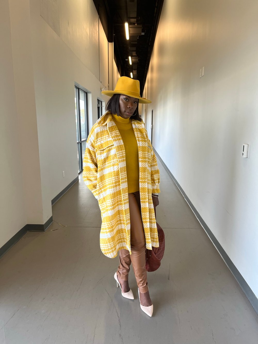 Image of All About The Plaid Oversized Coat- Mustard