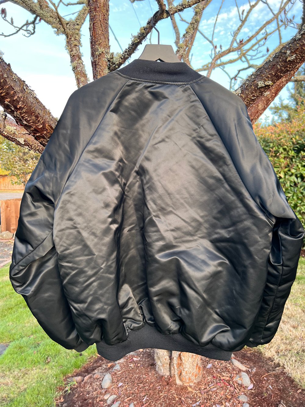Vintage Black Satin Jacket (XL)