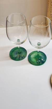 Image 5 of Emerald  and Sapphire  Resin Geode Wine Box Set 