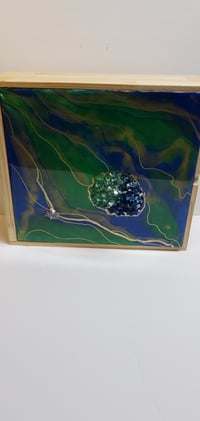 Image 2 of Emerald  and Sapphire  Resin Geode Wine Box Set 