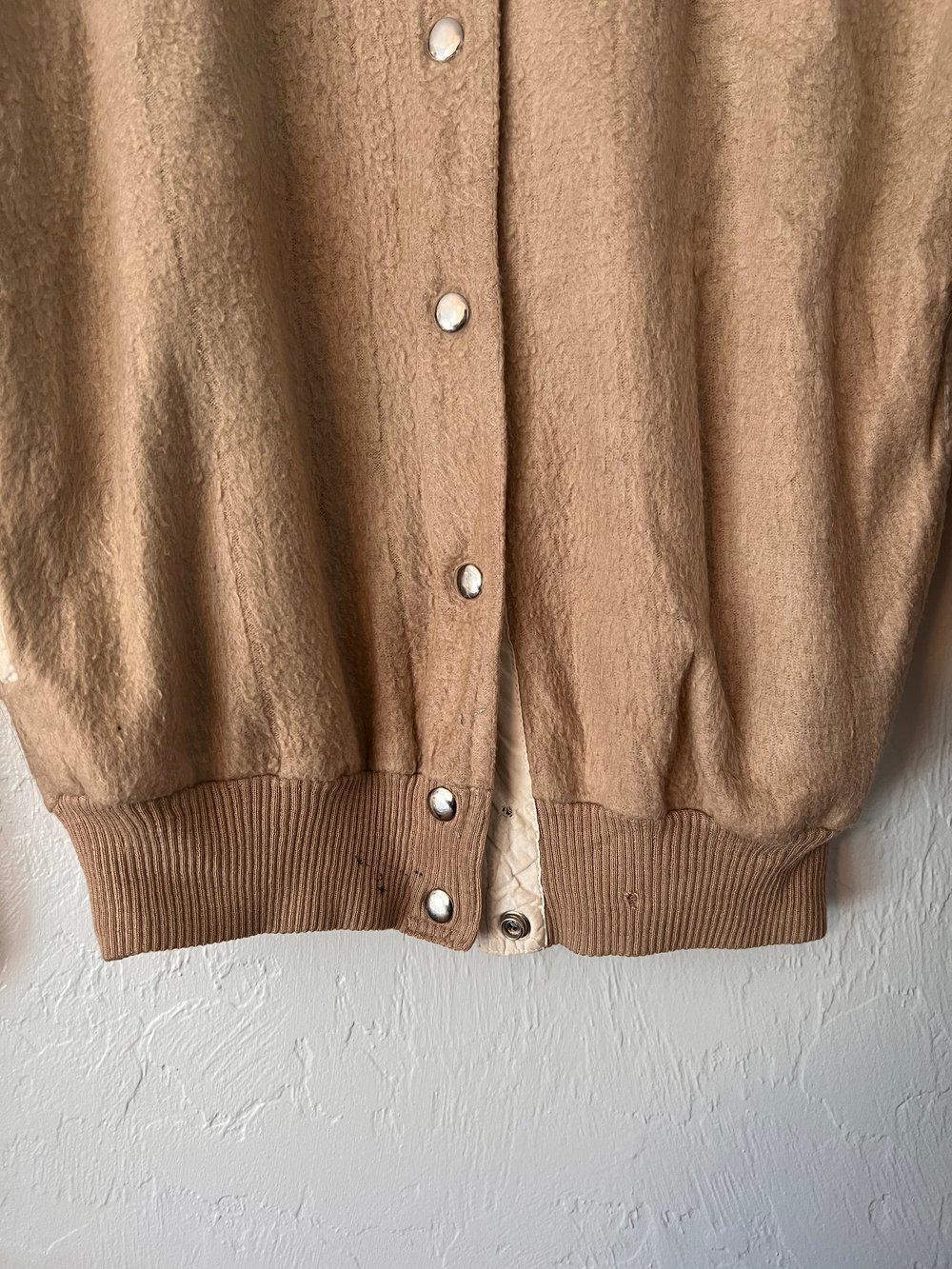 Vintage Tan Acrylic Button Up Jacket (S)