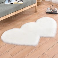 Heart Shape Carpet Long Plush Area Rug Shaggy Carpets Floor Mat Home Decor Bedroom Living Room White