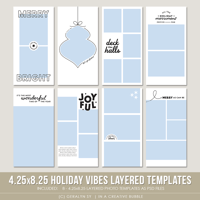  4.25x8.25 Holiday Vibes Layered Photo Templates (Digital)