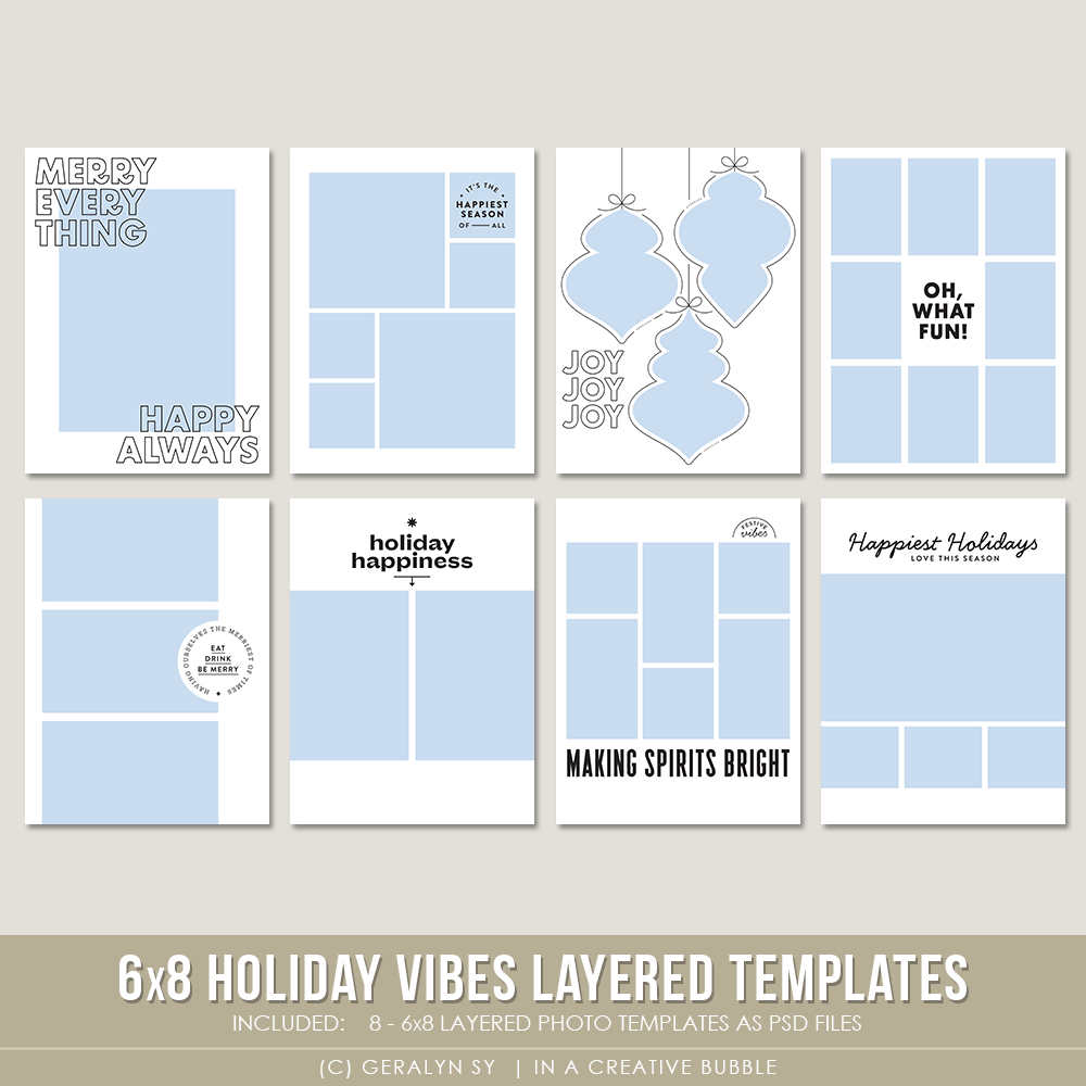Image of 6x8 Holiday Vibes Layered Photo Templates (Digital)