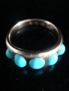 Victorian heavy 18ct turquoise gypsy 5 stone ring