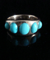 Victorian heavy 18ct turquoise gypsy 5 stone ring