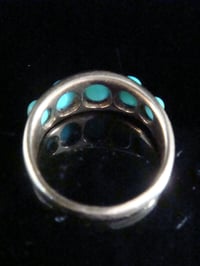 Image 3 of Victorian heavy 18ct turquoise gypsy 5 stone ring