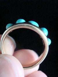 Image 4 of Victorian heavy 18ct turquoise gypsy 5 stone ring