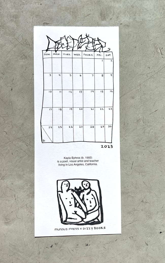 2023 Bookmark Calendar -- collab with DIZZY BOOKS