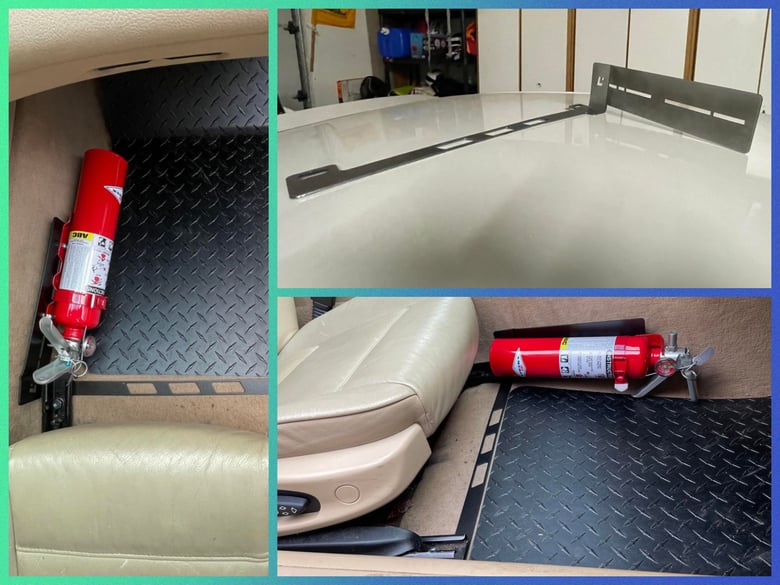 Image of BMW E36/ E46 floor-mounted Passenger side F.E.M. (Fire Extinguisher Mount)