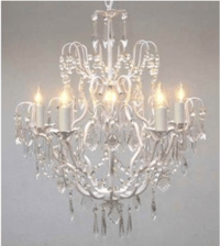 Swarovski Crystal Trimmed Chandelier Wrought Iron Crystal Chandelier Lighting H27" X W21" Swag Plug 