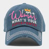 "I AM A WOMAN, WHAT'S YOUR SUPERPOWER?" Distressed Denim Ball Cap for Ladies, Vintage Baseball Cap