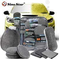 Image 1 of 9pcs Car Wash Cleaning Kits Microfiber Auto Detailing Washing Tools Towels Blush Sponge Wash Glove P