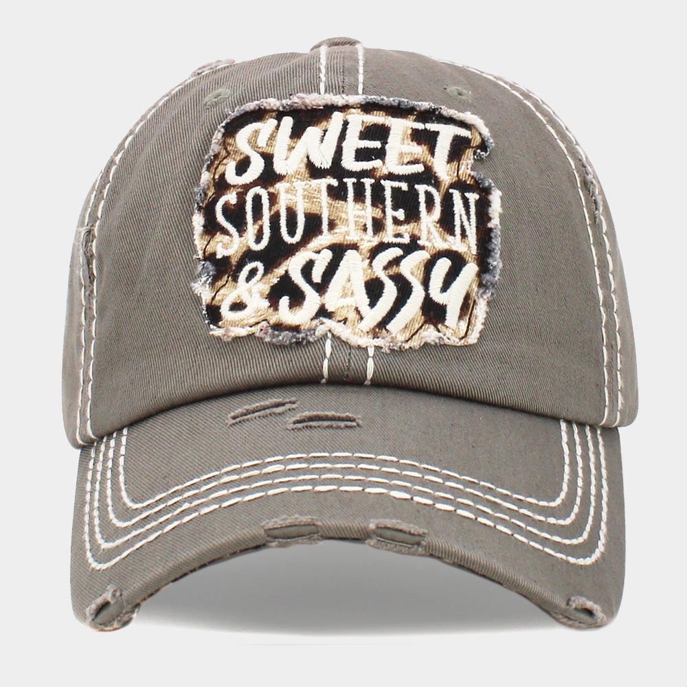 Sweet Southern and Sassy Adjustable Vintage Baseball Cap, Ladies Message Hat