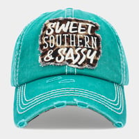Image 4 of Sweet Southern and Sassy Adjustable Vintage Baseball Cap, Ladies Message Hat
