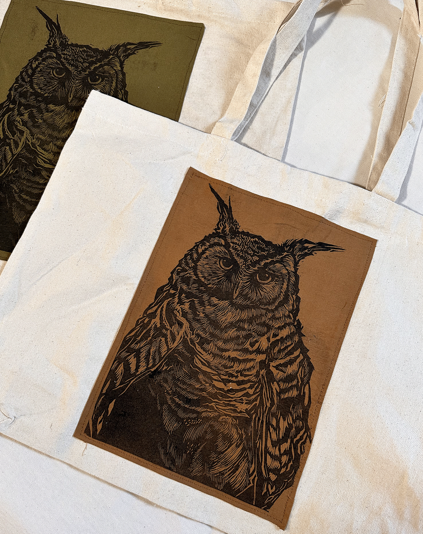 Image of Owl Tote Bags – Hand-printed