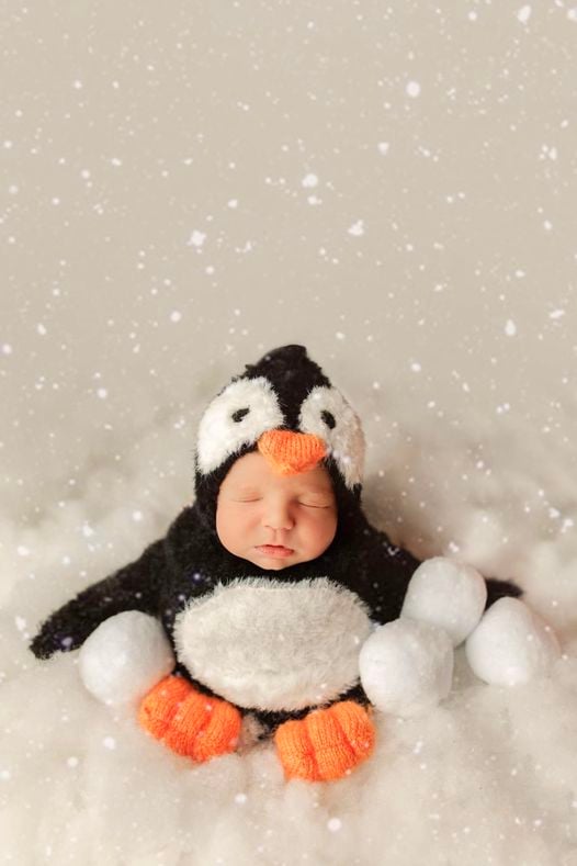 Image of Fluffy Little penguin potato pouch and bonnet