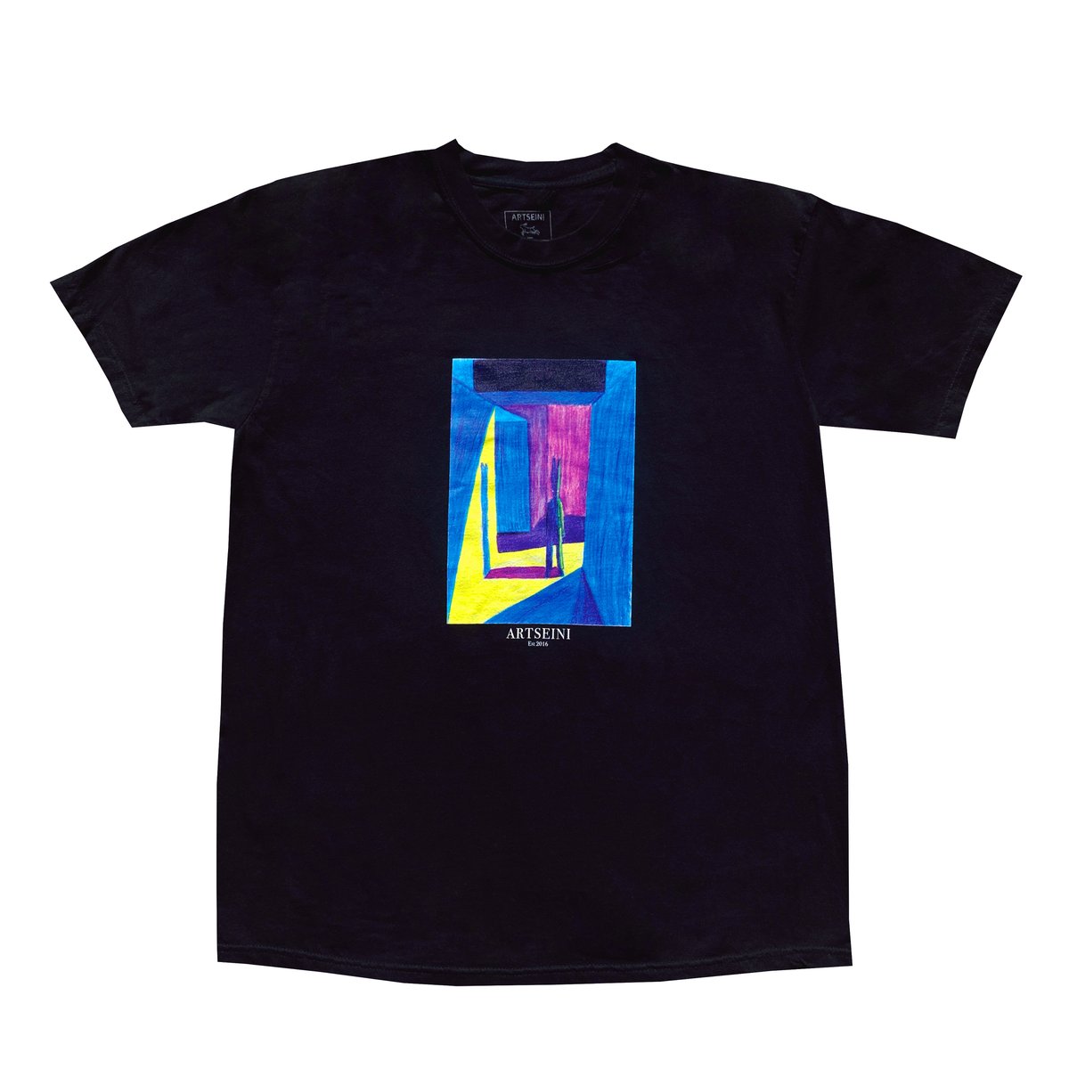Image of "Hallway" Rabbit Black T-Shirt