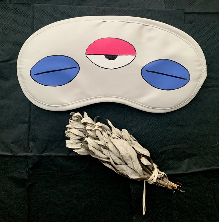 Dream Mask hand painted and stuffed with MUGWORT