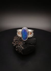 Image 1 of Black opal and sapphire ring