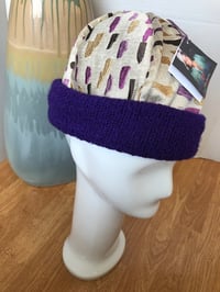 Image 2 of H.O.D. Knitted Brim Hat, Multi Color Embroidery W/ Purple Knit Crown
