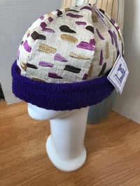 Image 3 of H.O.D. Knitted Brim Hat, Multi Color Embroidery W/ Purple Knit Crown