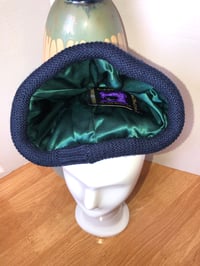 Image 5 of H.O.D. Knitted Brim Hat, Navy Woven Digital Flower Crown W/ Blue Cable Knit Brim 