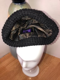 Image 5 of H.O.D. Knitted Brim Hat, Black China Dog Velvet Crown W/ Black Cable Knit Brim 