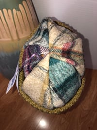 Image 4 of H.O.D. Knitted Brim Multi Color Wool Crown With Golden Cable Knit Brim  
