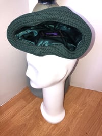 Image 5 of H.O.D. Knitted Brim Hat Teal Paisley Velvet Crown W/ Dark Green Cable Knit Brim 