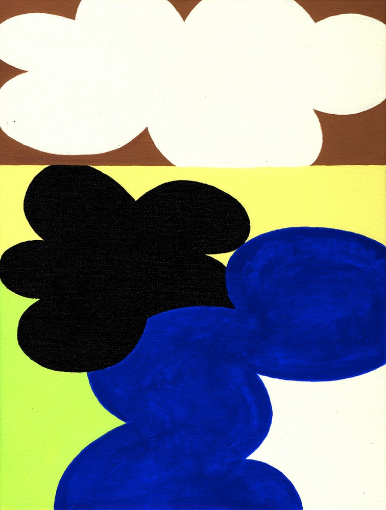 Image of Blommor i närbild blå och brun (Flower close-up blue and brown) Acrylic on canvas 2022