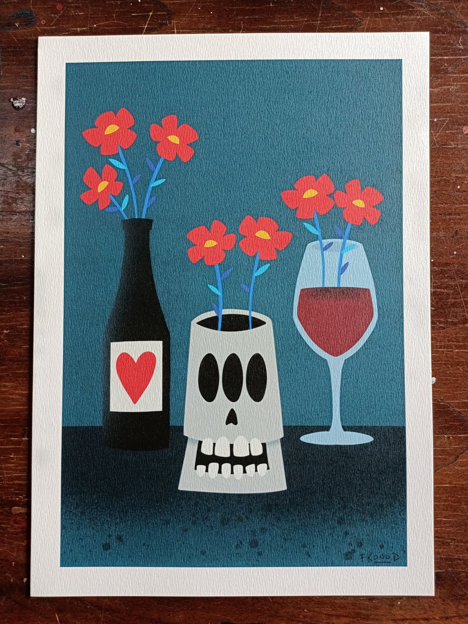 Skull, Flowers & Wine