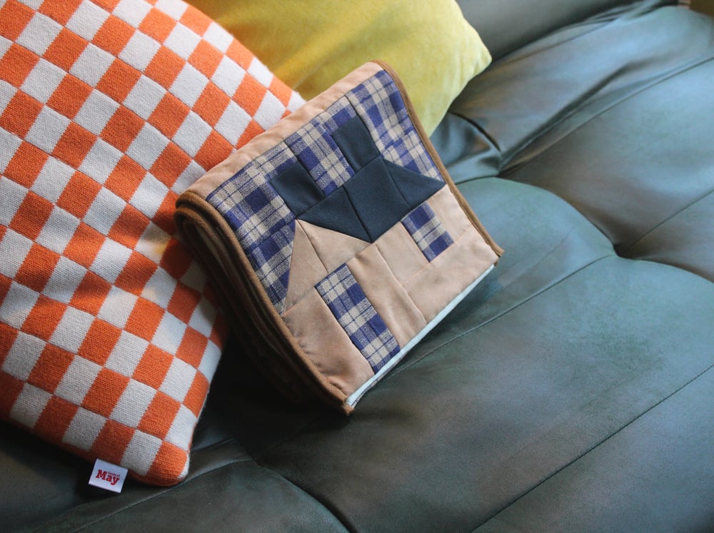 Image of Quilted Patchwork Scarf Caramel Check