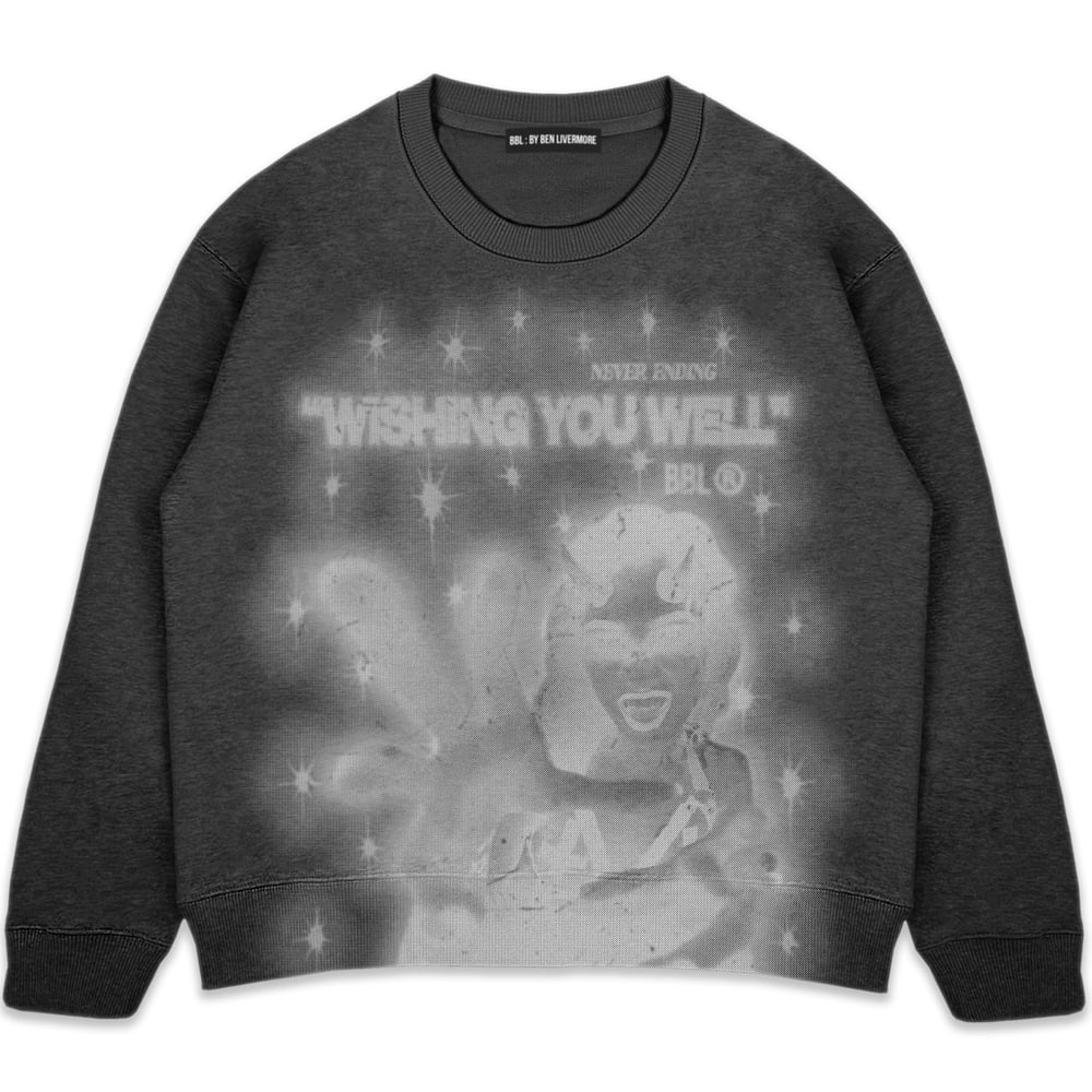 Image of "Wishing You Well" Heavyweight Sweatshirt (Black) / front print only