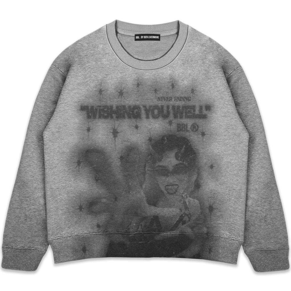 Image of "Wishing You Well" Heavyweight Sweatshirt (Grey) / front print only