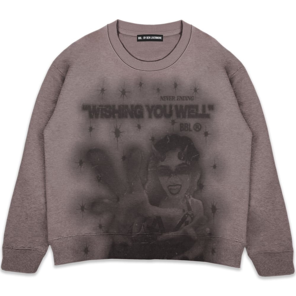 Image of "Wishing You Well" Heavyweight Sweatshirt (Brown) / front print only