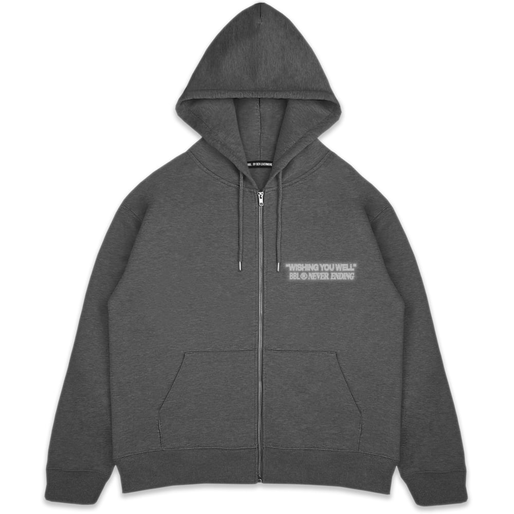 Image of "Wishing You Well" Zip Up Heavyweight Hoodie (Black)