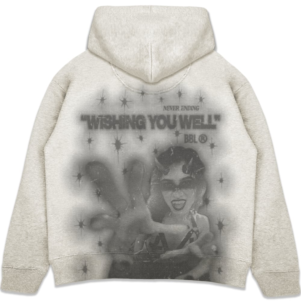 Image of "Wishing You Well" Zip Up Heavyweight Hoodie (Cream)