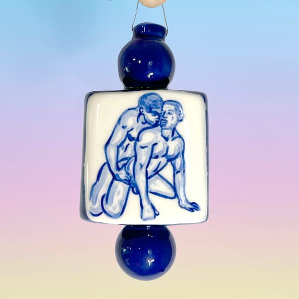 Image of XxxMas Tree Ornaments - Hand-Painted Delft Ball & Bobble