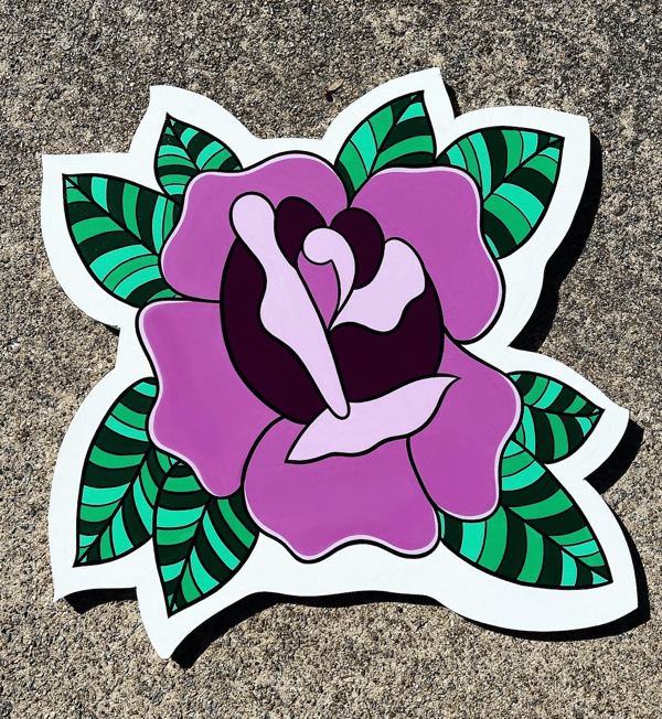 Image of Purple Rose Wood Cut-out