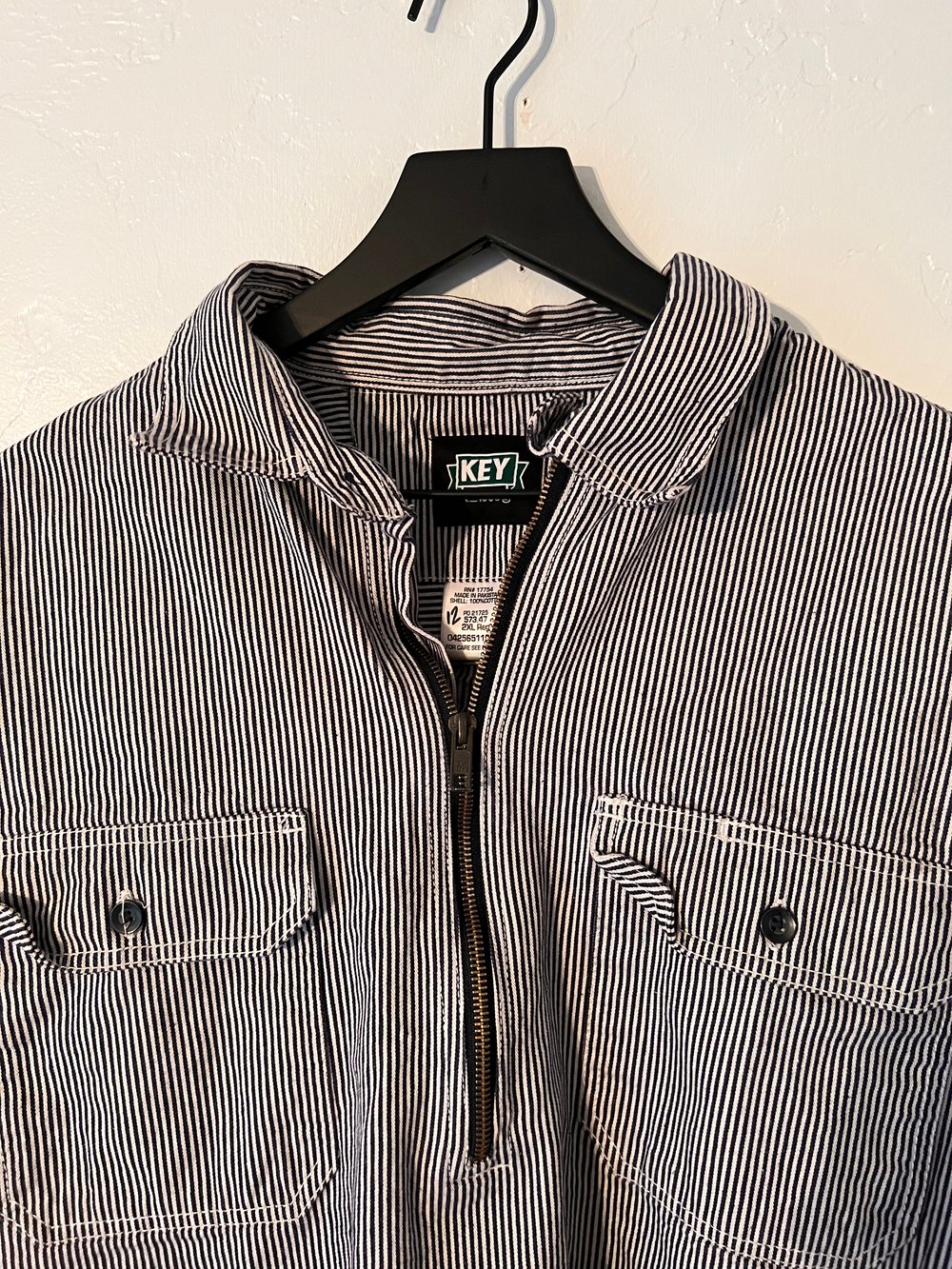 Key Hickory Stripe Long Sleeve Work Shirt (XXL)