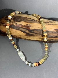 Image 2 of Fresh Water Pearl Glass Citrine Boho Choker Necklace