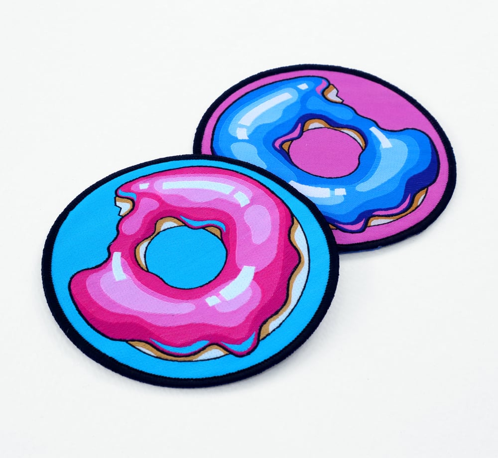 Set of Two Iron-On Donut Patches