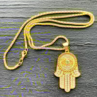 Image 2 of NEW* Rhinestone Hamsa With Evil Eye Necklace