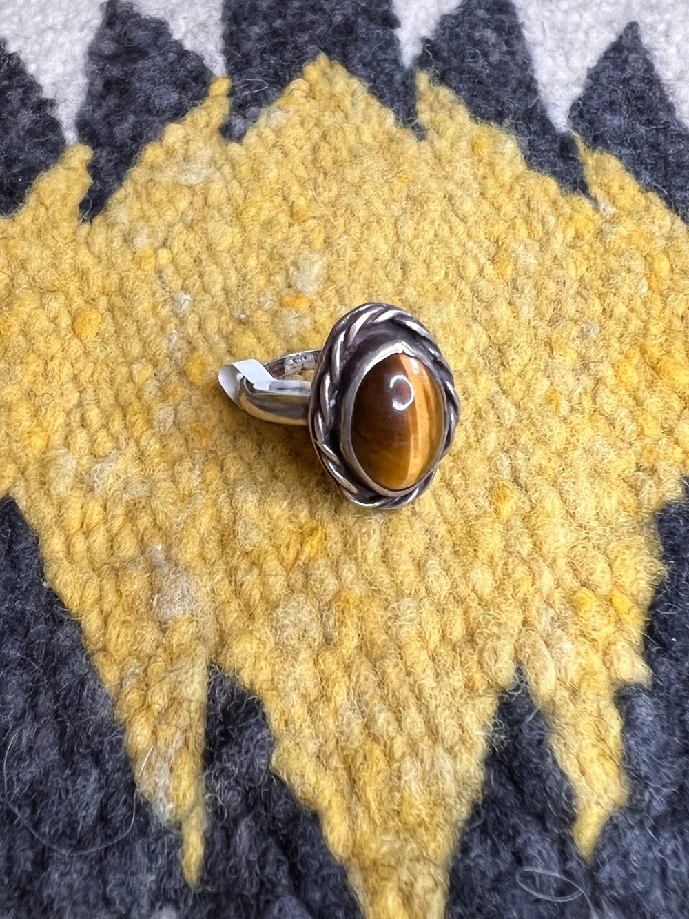 Sterling & Oval Tigers Eye Ring (6)